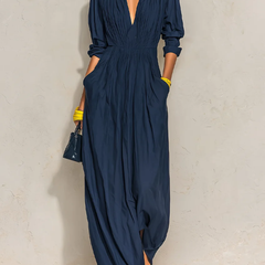 Paloma | Pleated V-Neck Maxi Dress