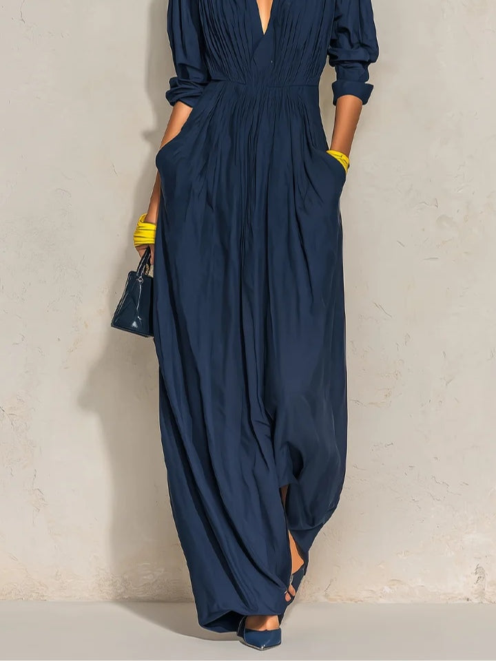Paloma | Pleated V-Neck Maxi Dress