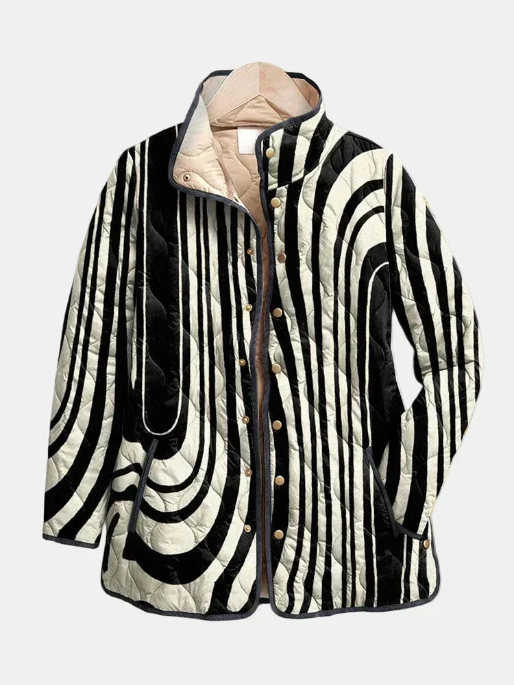 Soraya | Black & White Swirl Quilted Jacket