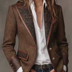 Gisella | Blazer with Printed Zigzag Inserts