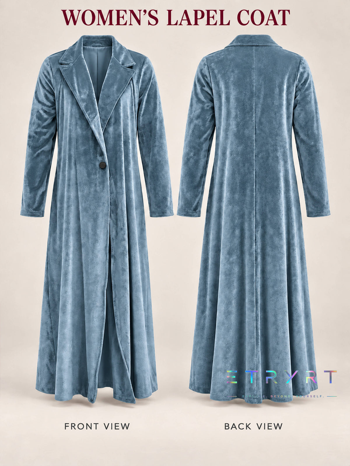 Dames Velvet Revers Maxi Lange Jas, Elegante Open Voorkant Lange Jurk Jas, Formele Party Avond Bovenkleding voor Herfst Winter