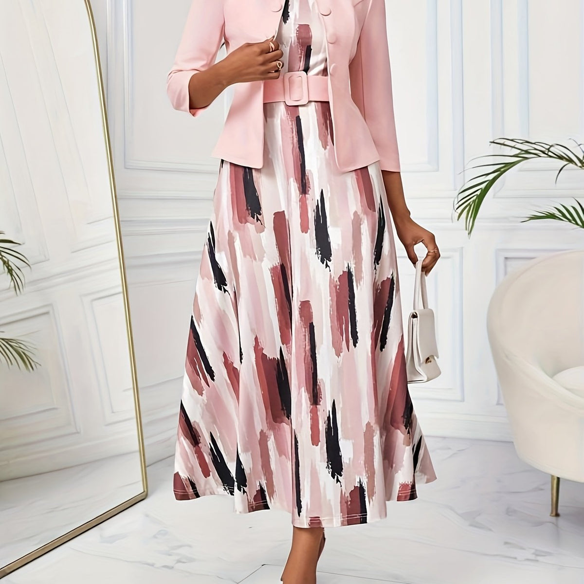 AMELIE LANE | PRINTED BELTED TWO-PIECE SET