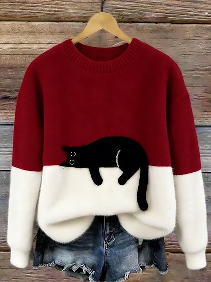 Aileen | Cat Print Oversized Jumper