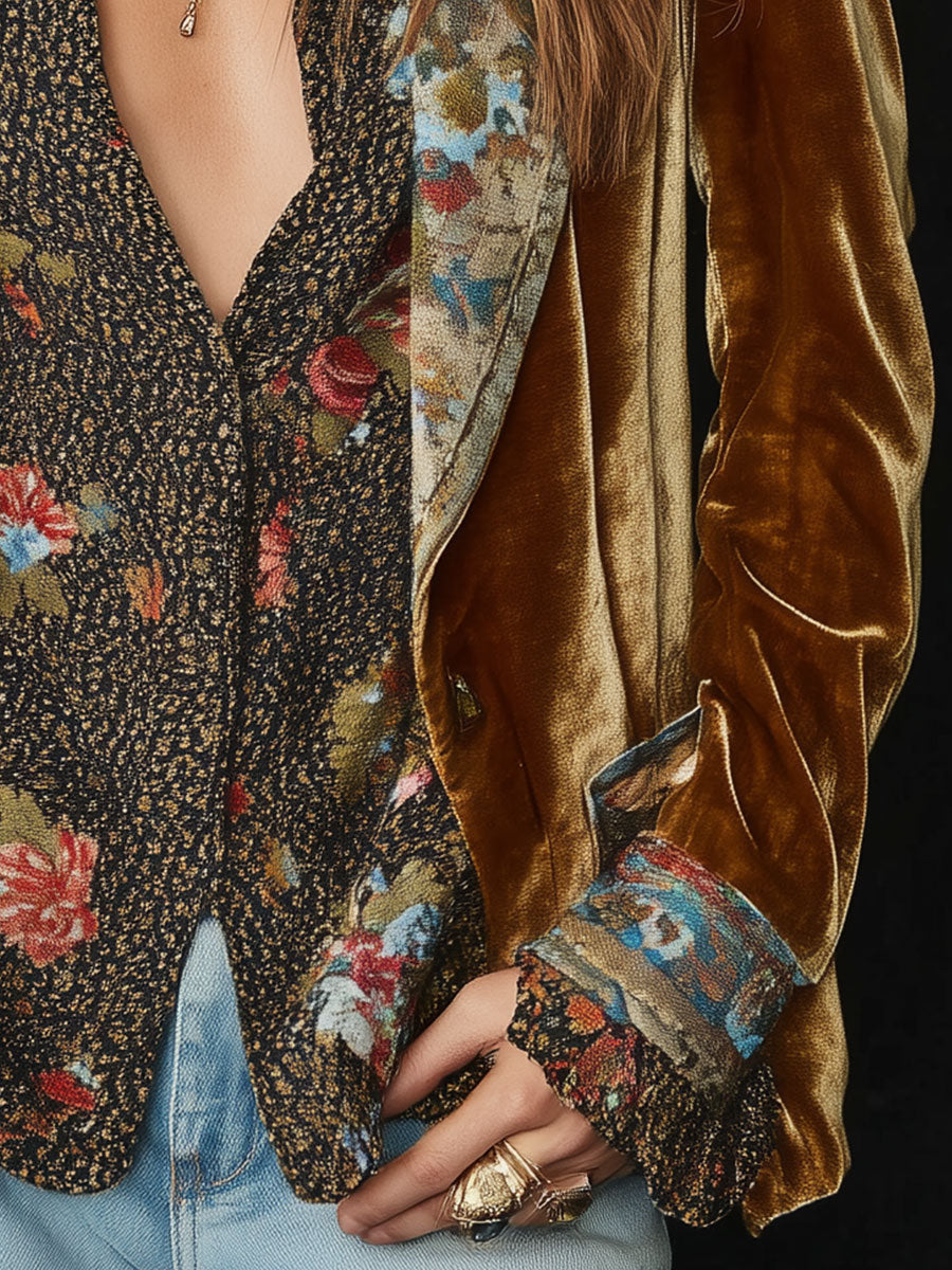 Ottavia | Vintage Floral Printed Patchwork Blazer