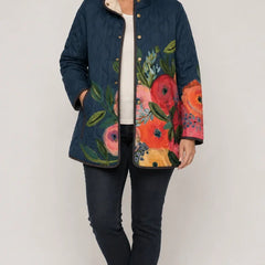 Amaya | Navy Floral Quilted Jacket