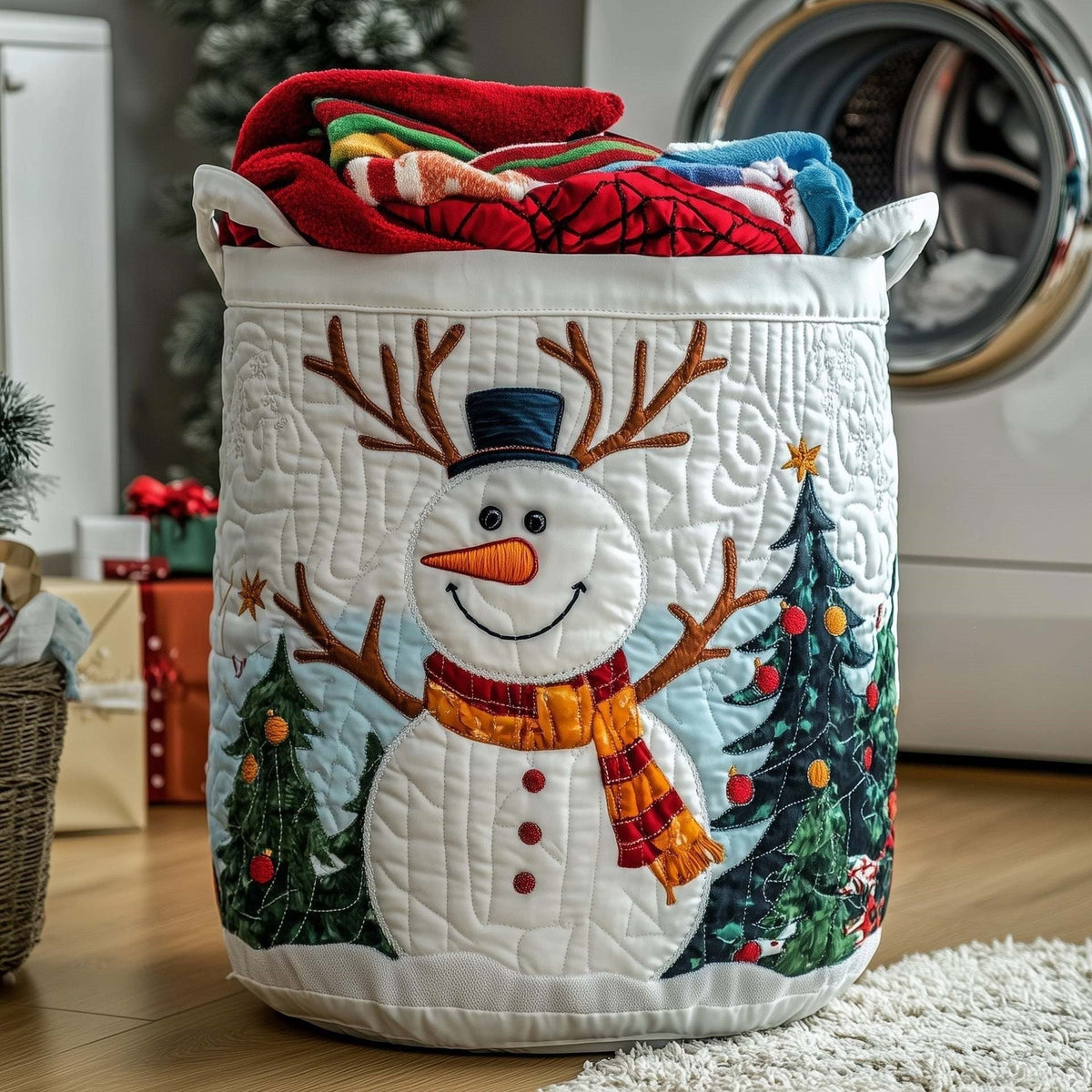 Frost | Antler Snowman Quilted Laundry Basket