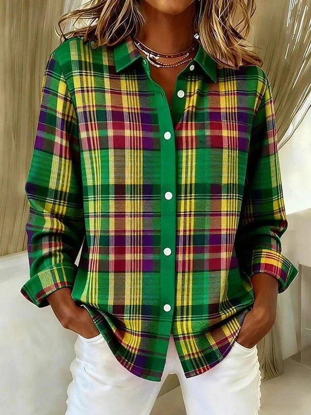 Dulcie | Vintage Checked Button Front Blouse