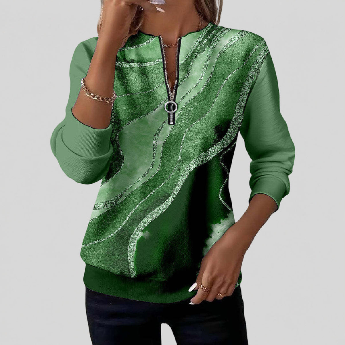 Nirvelle | Vintage Print Zip Sweatshirt