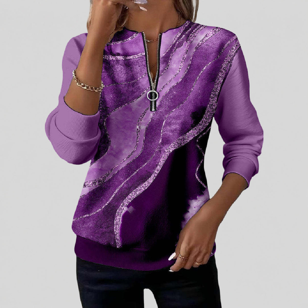 Nirvelle | Vintage Print Zip Sweatshirt