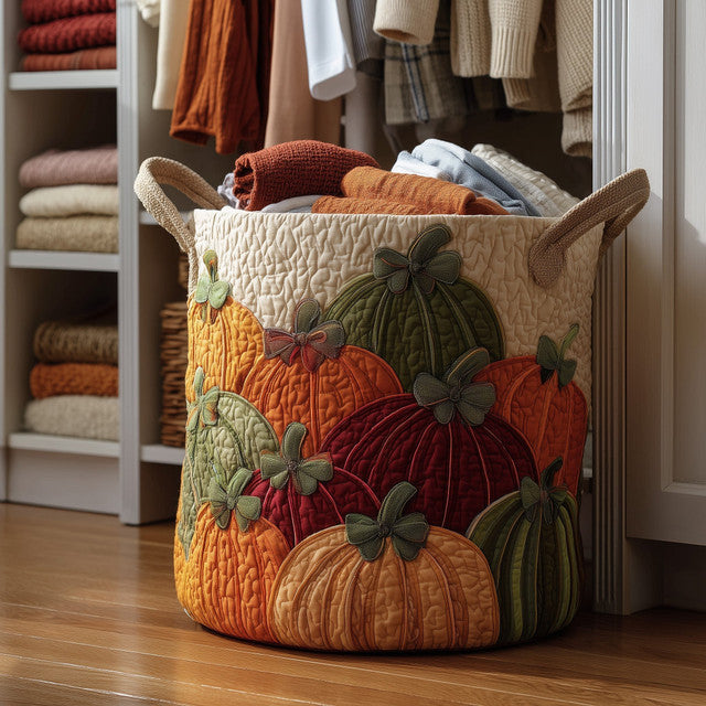 Marigold | Autumn Pumpkin Quilted Laundry Basket