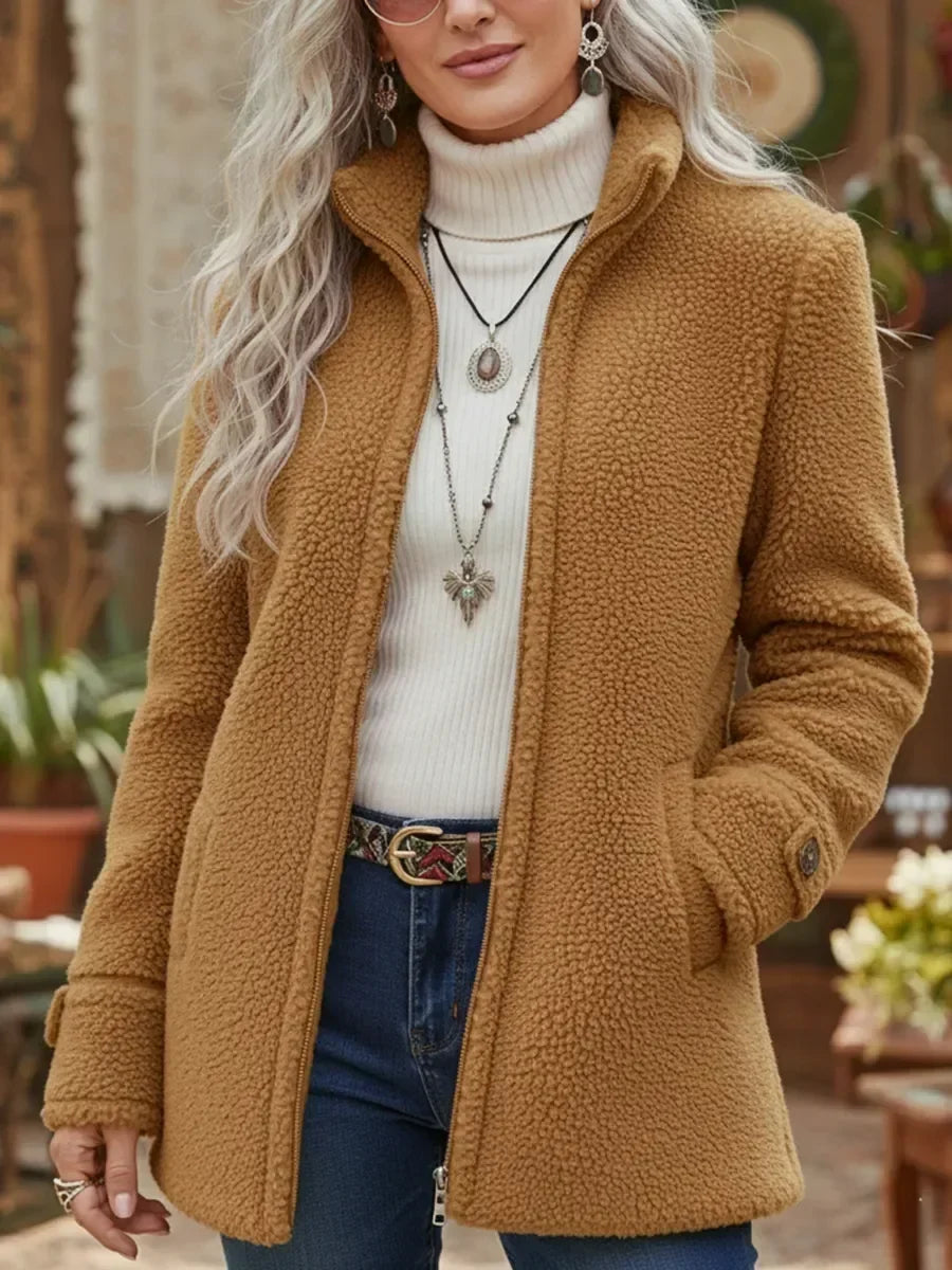 Hazel | Textured Fleece Zip-Up Jacket