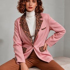 Clementine | Fitted Velvet Leopard-Trim Blazer