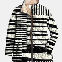 Miren | Black & White Abstract Quilted Jacket