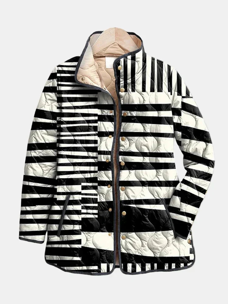 Miren | Black & White Abstract Quilted Jacket
