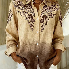Selina | Western Floral Print Button-Front Blouse