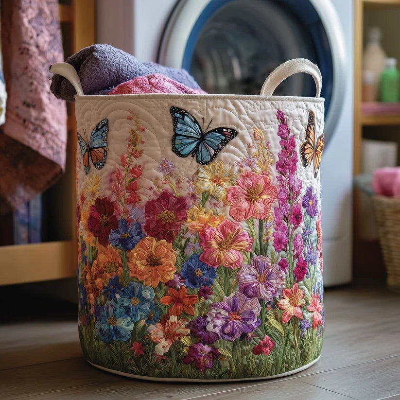 Mariposa | Butterfly Wildflower Garden Quilted Laundry Basket