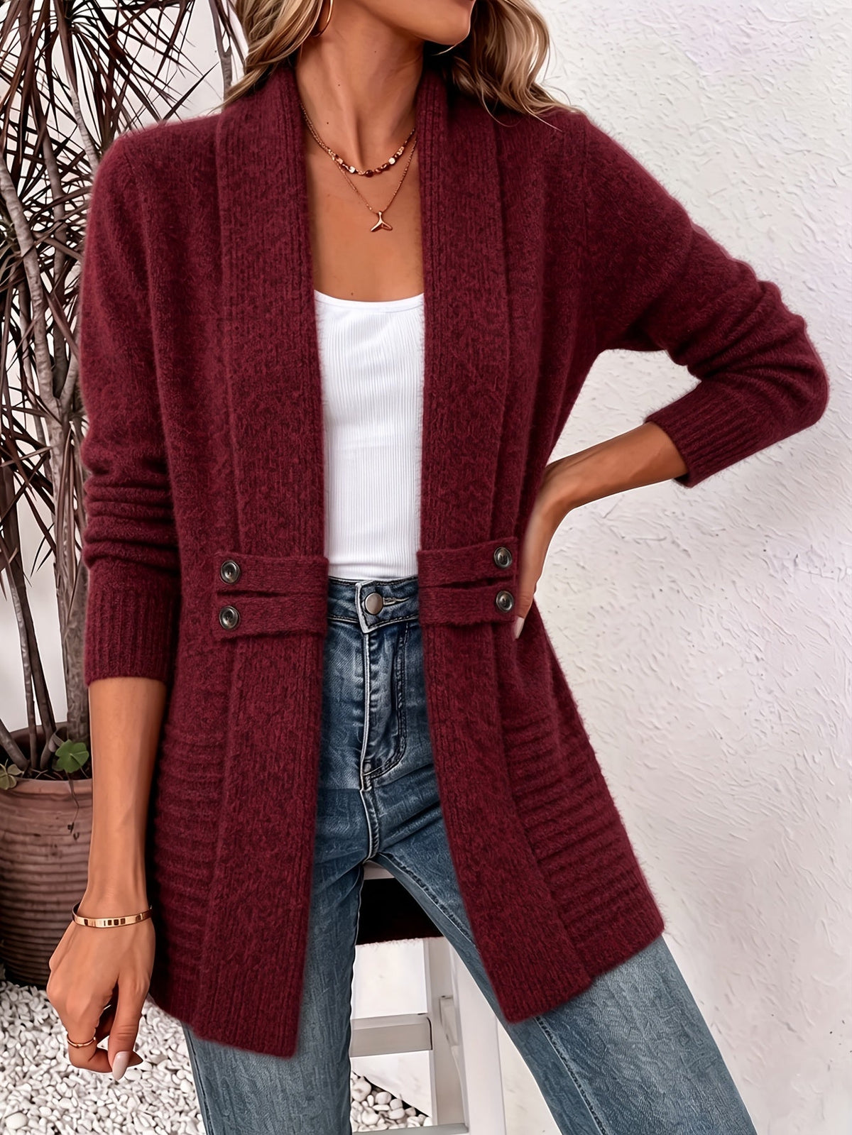Aubrey | Open-Front Cardigan with Shaped Waist