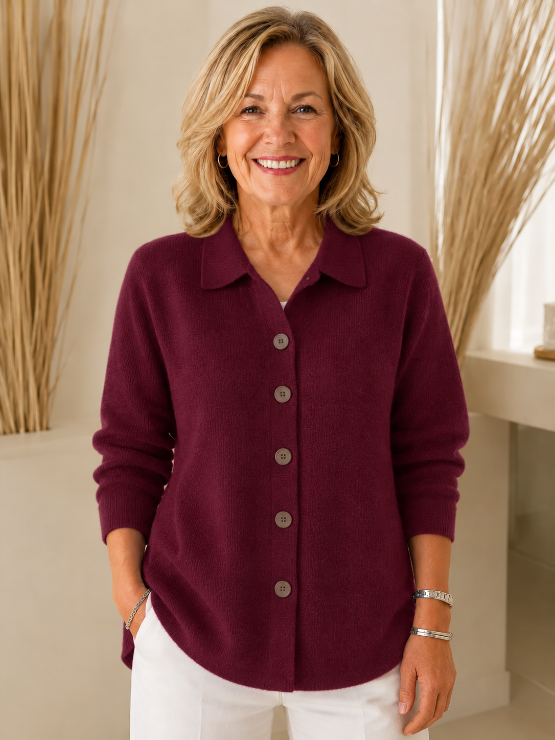 Angela | Collared Button Cardigan