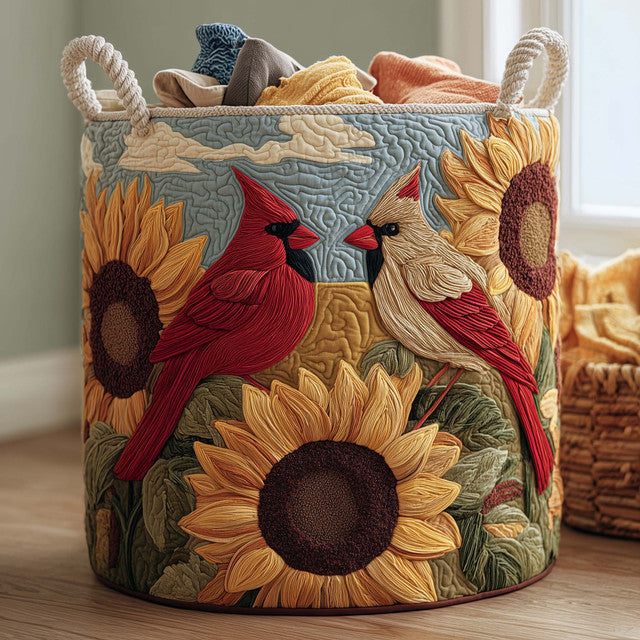 Scarlett | Cardinal Pair Quilted Laundry Basket