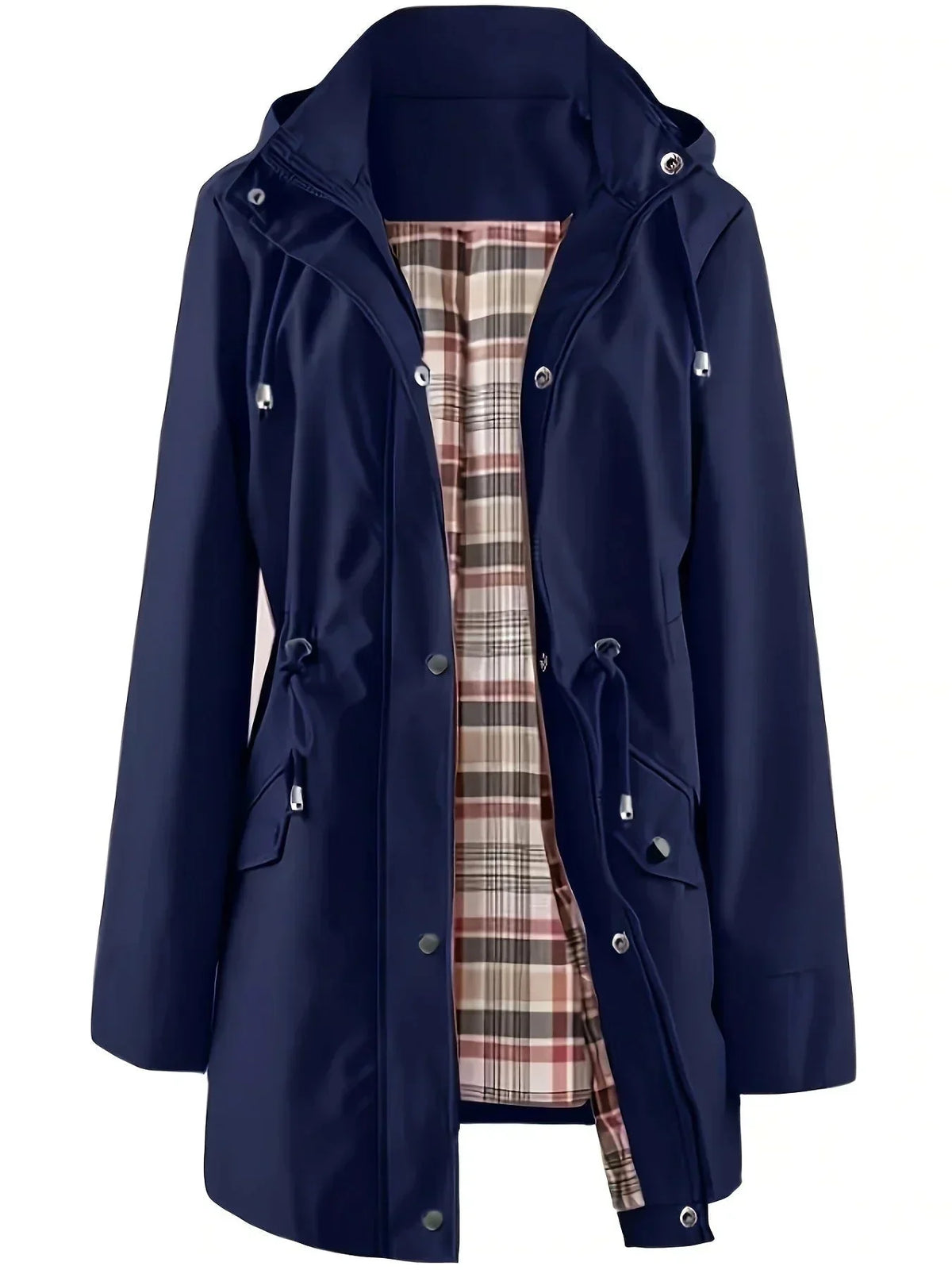 Imogen | Hooded Rain Jacket with Check Lining