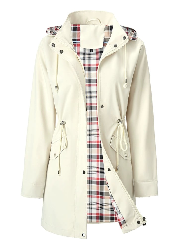 Imogen | Hooded Rain Jacket with Check Lining