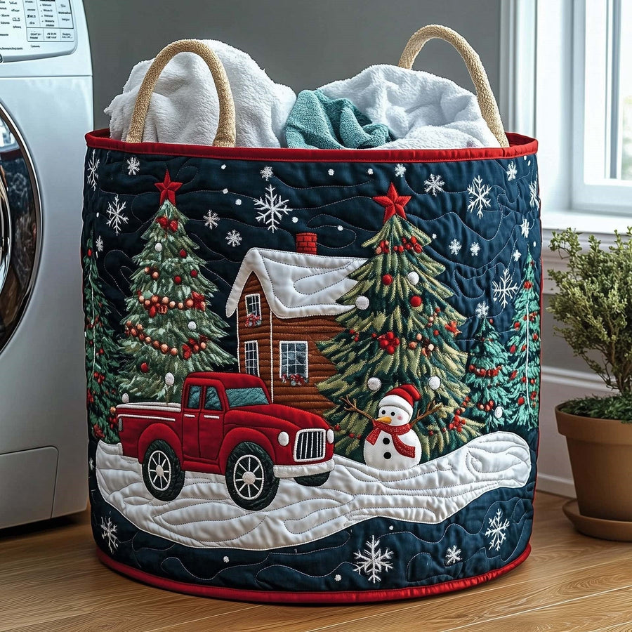 Hazel | Christmas Cabin Pickup Quilted Laundry Basket