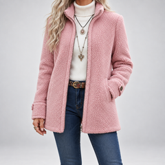 Carissa - Full-Zip Lambswool-Feel Stand Collar Jacket