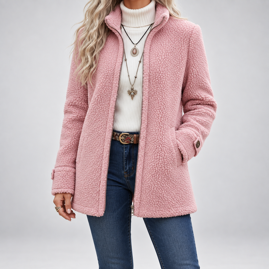 Carissa - Full-Zip Lambswool-Feel Stand Collar Jacket