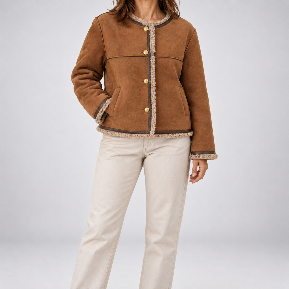 SELINE | SUEDE-LOOK CROPPED JACKET FOR WOMEN