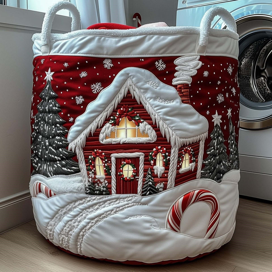 Ivy | Crimson Christmas Cabin Quilted Laundry Basket
