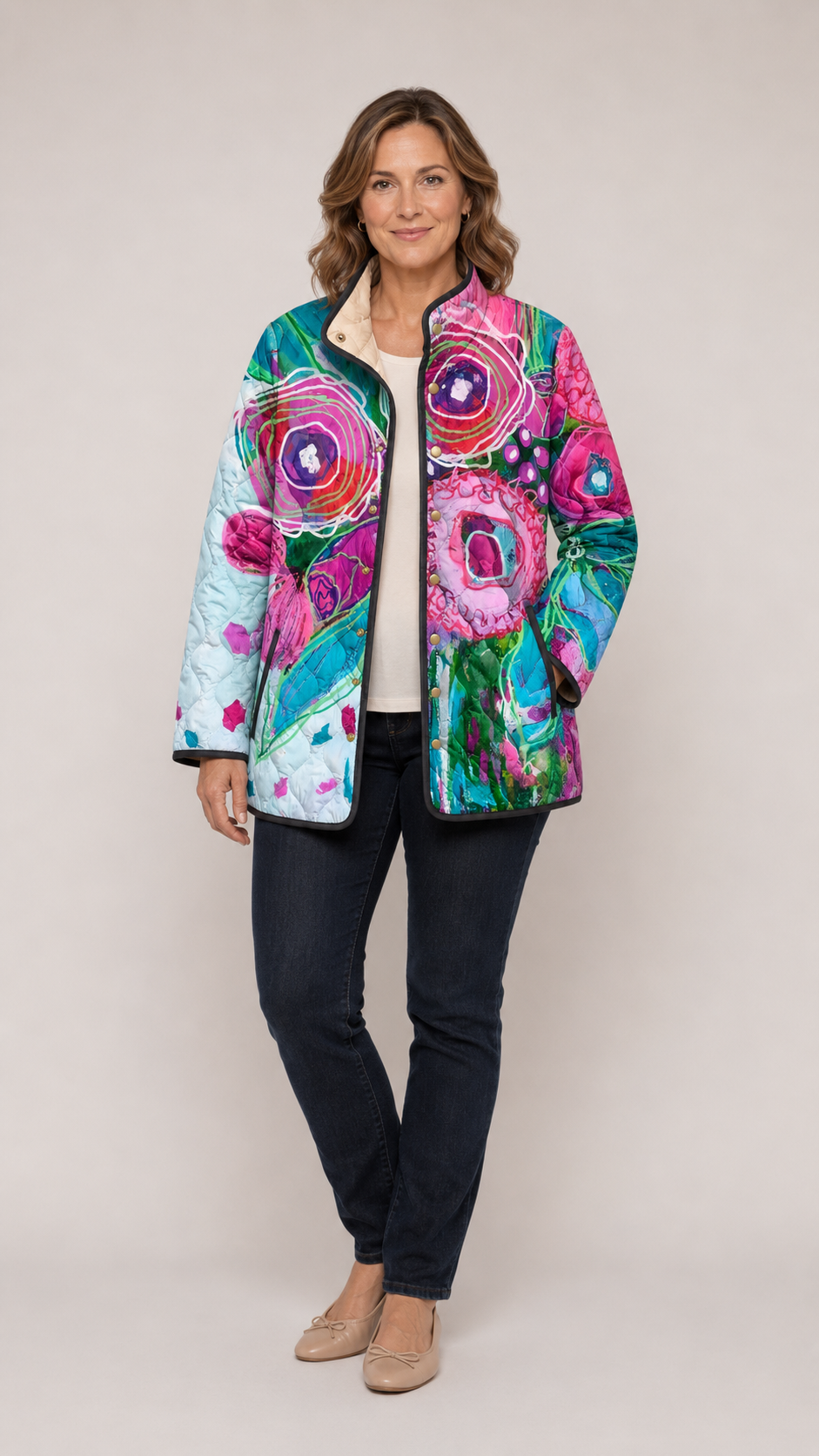 Isabella | Painted Rose Quilted Jacket