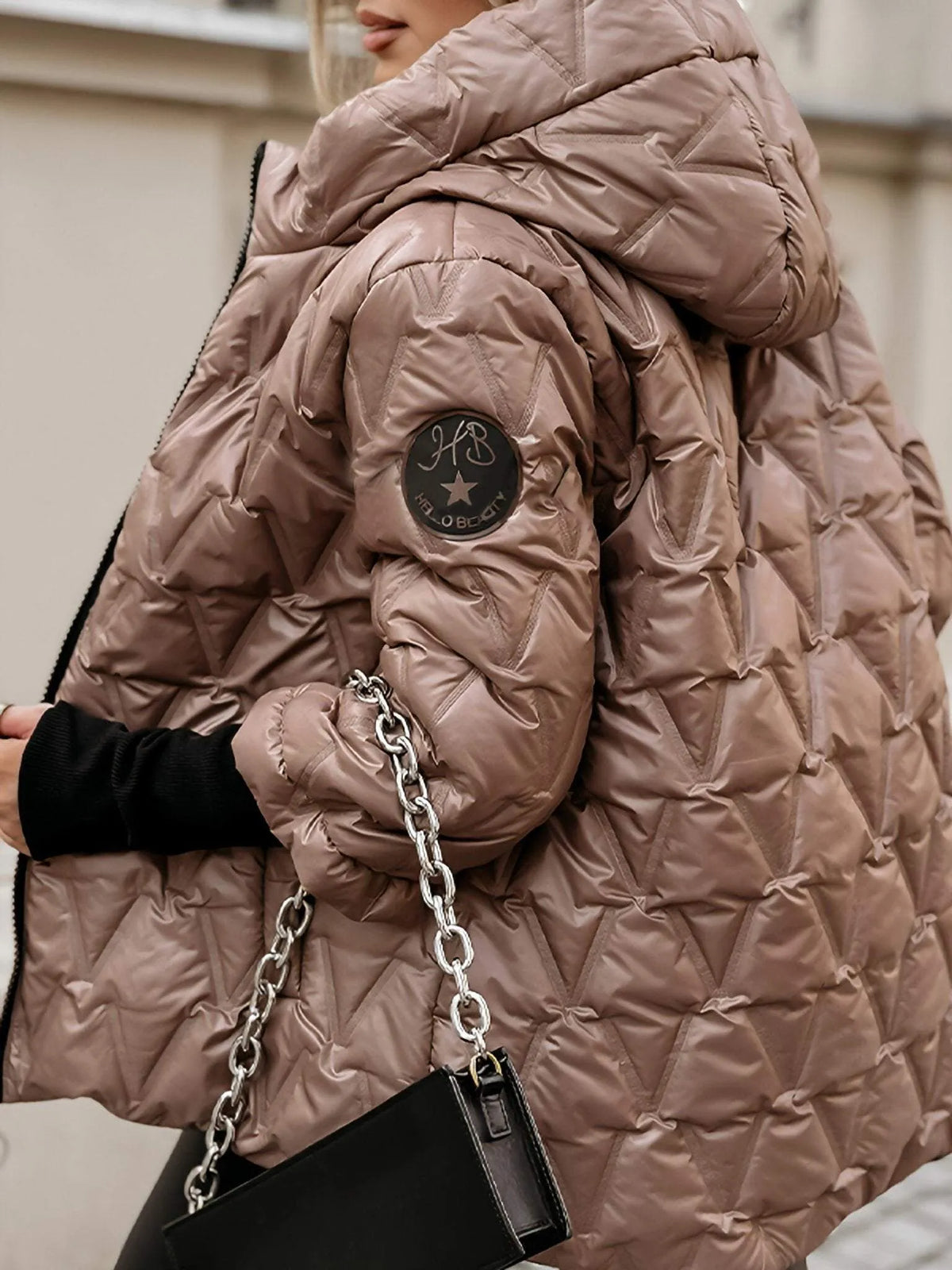 Eline | Glossy Quilted Hooded Jacket