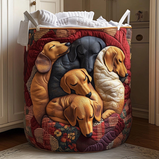 Pippin | Dachshund Snooze Quilted Laundry Basket