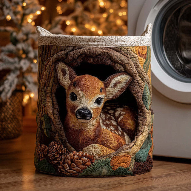 Fawn | Deerwood Hideaway Quilted Laundry Basket