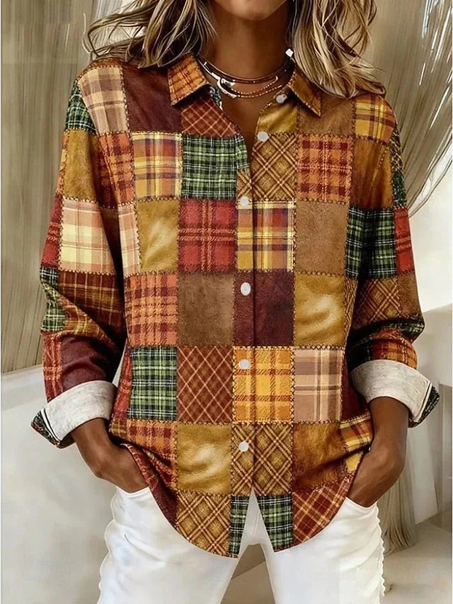 Hattie | Patchwork Colour-Block Button-Front Shirt