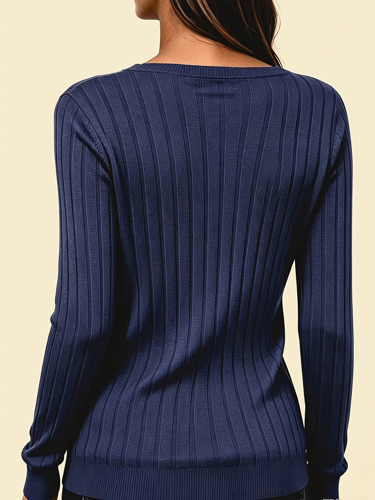 ELODIE | RIBBED V-NECK JUMPER