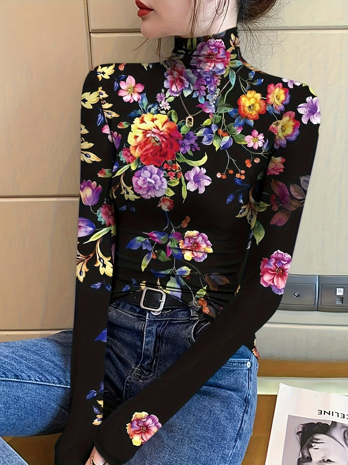 Vivian | Floral Roll-Neck Jumper