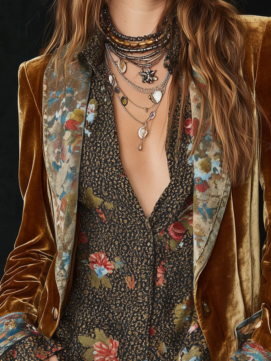 Ottavia | Vintage Floral Printed Patchwork Blazer