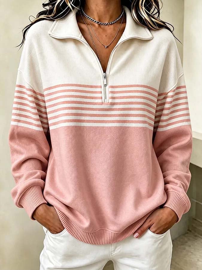 Skylah | Striped Quarter-Zip Jumper