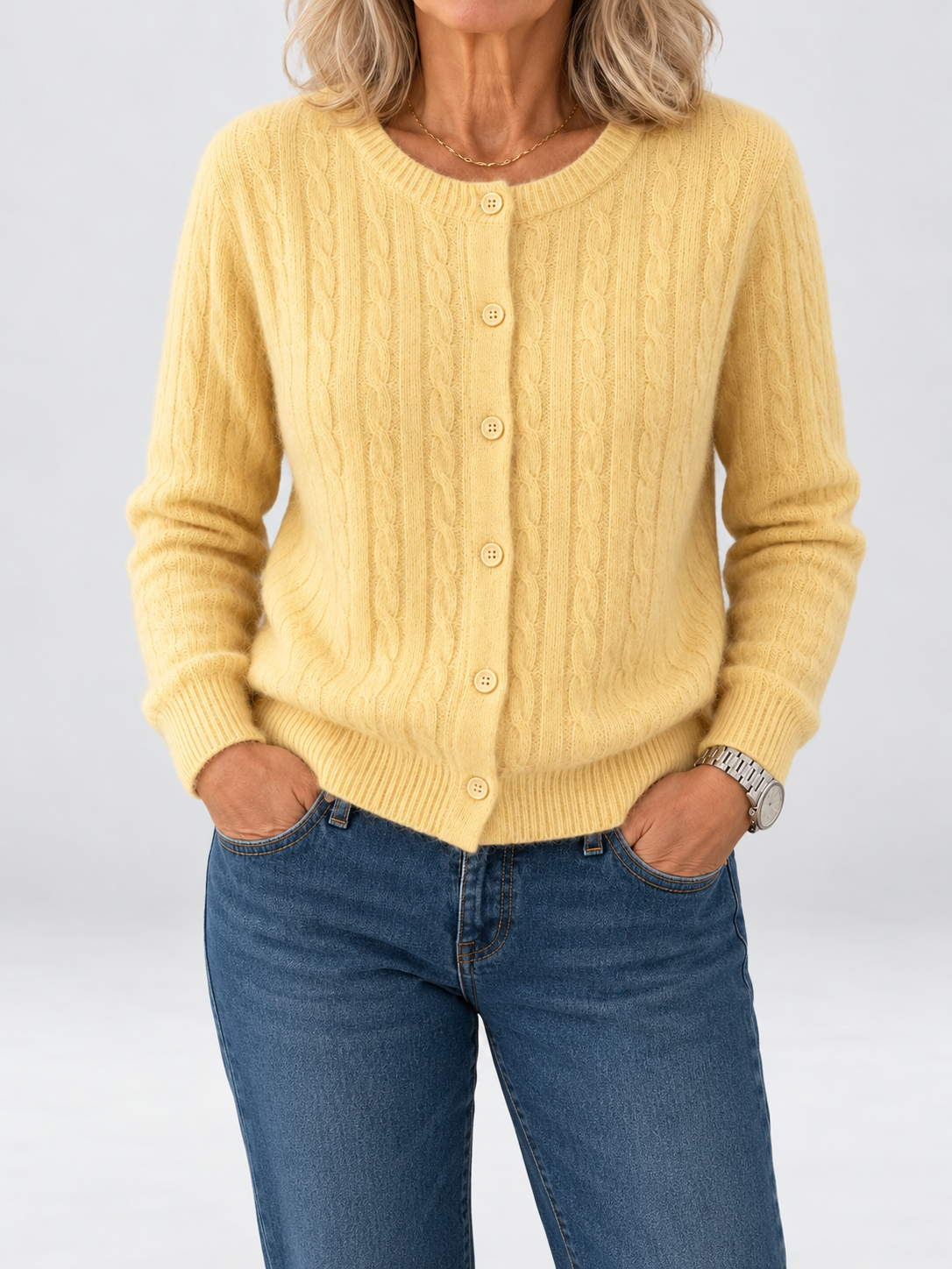 Perrine | Cable Knit Button Cardigan