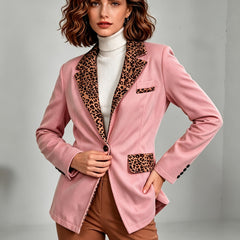 Clementine | Fitted Velvet Leopard-Trim Blazer