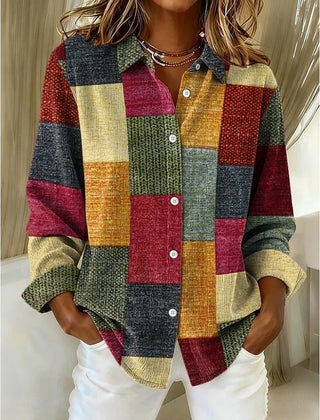 Hattie | Patchwork Colour-Block Button-Front Shirt