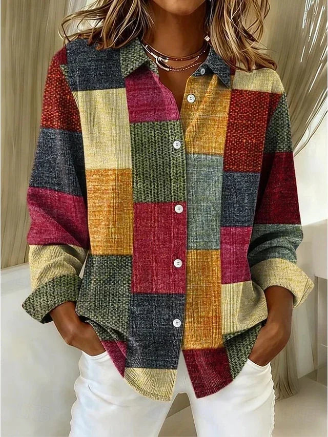 Hattie | Patchwork Colour-Block Button-Front Shirt