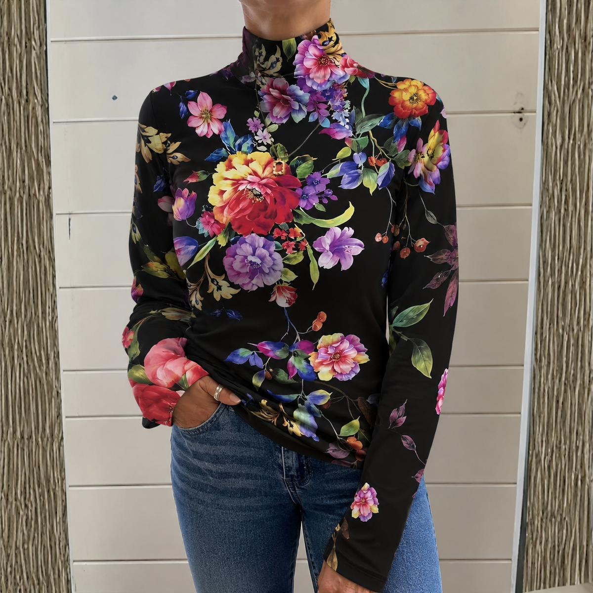 Vivian | Floral Roll-Neck Jumper