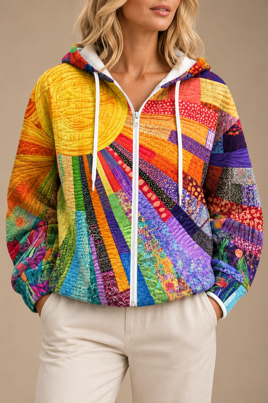 Rhealyn Sunburst Print Zip Hoodie