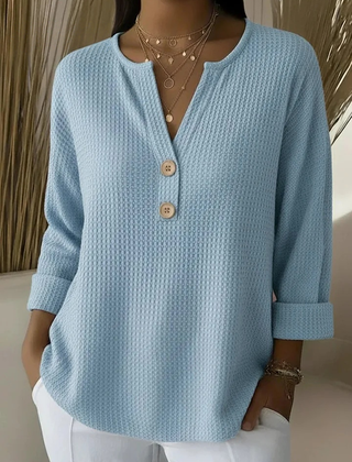 Lucinda | Waffle Henley Top