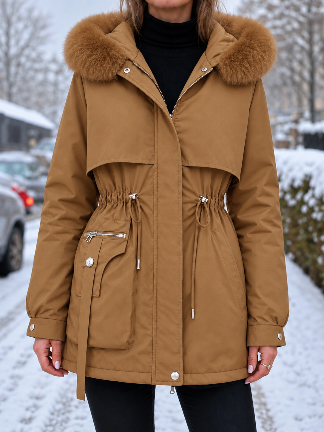 Eloise | Water-Repellent Parka with Sherpa Lining