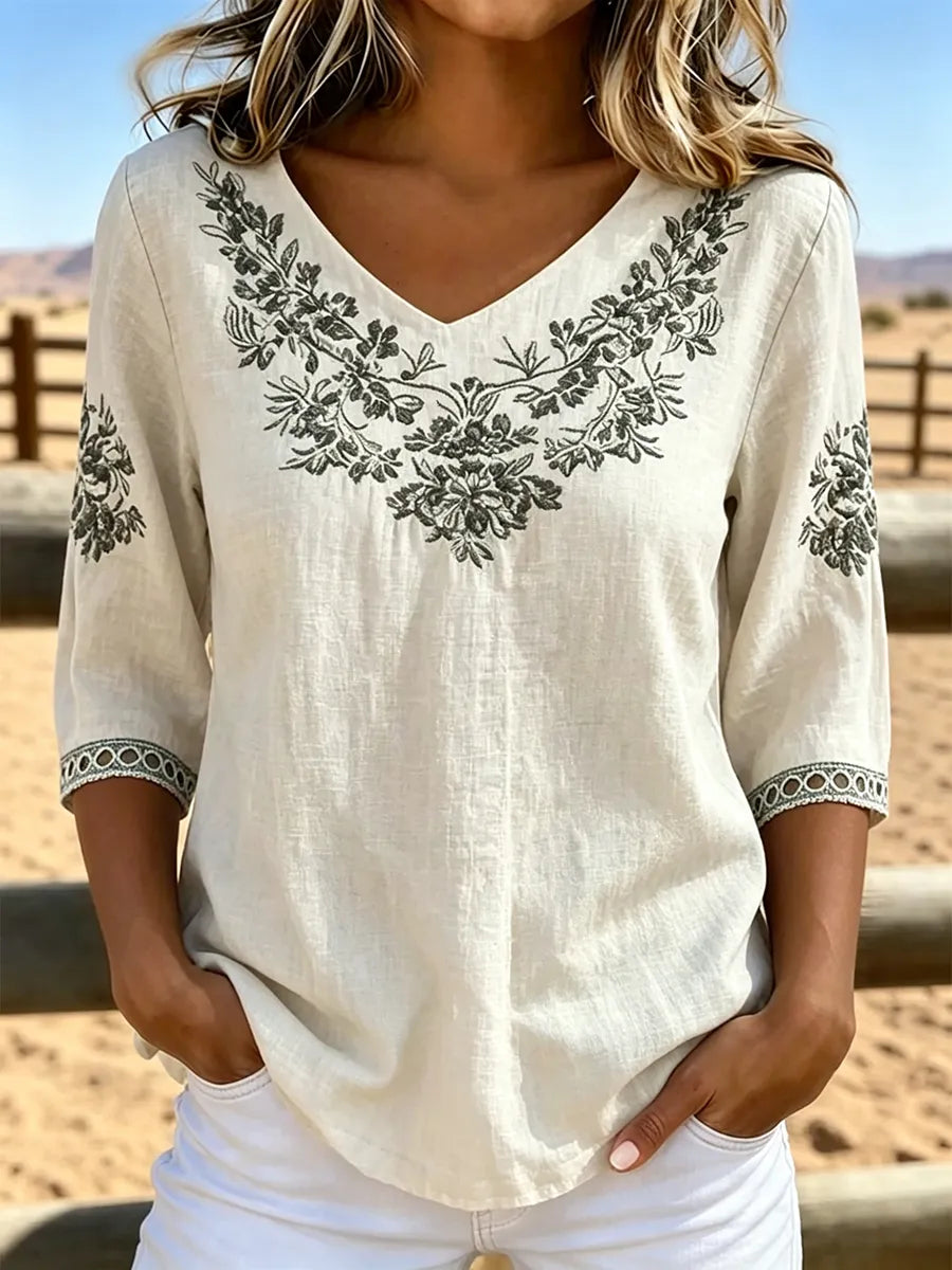 Willow | Botanical V-Neck Blouse