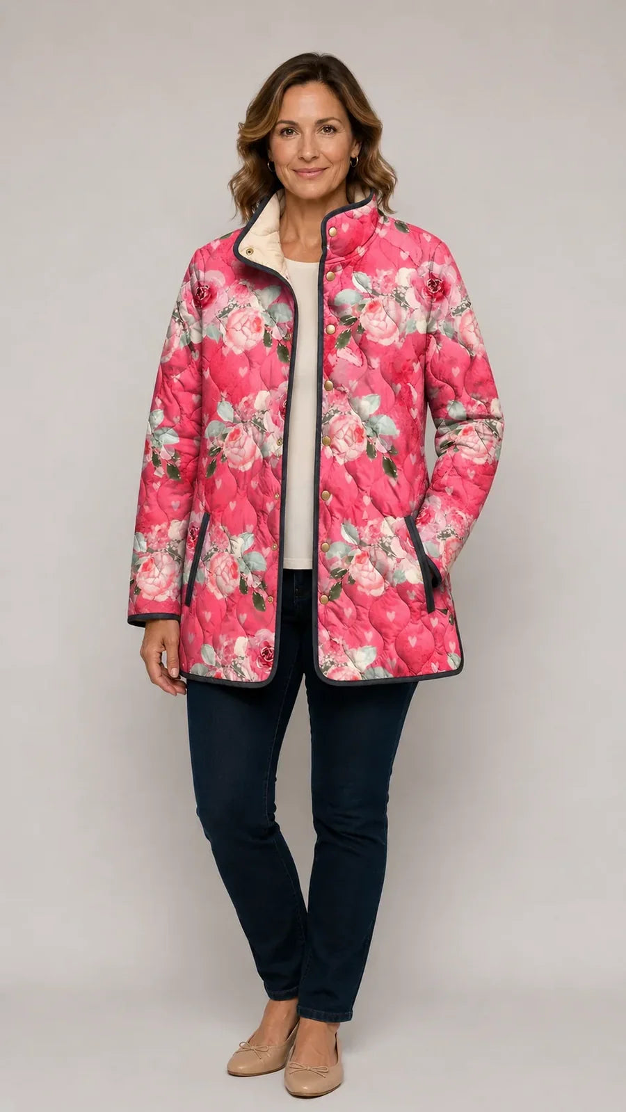 Freya | Pink Rose Quilted Jacket
