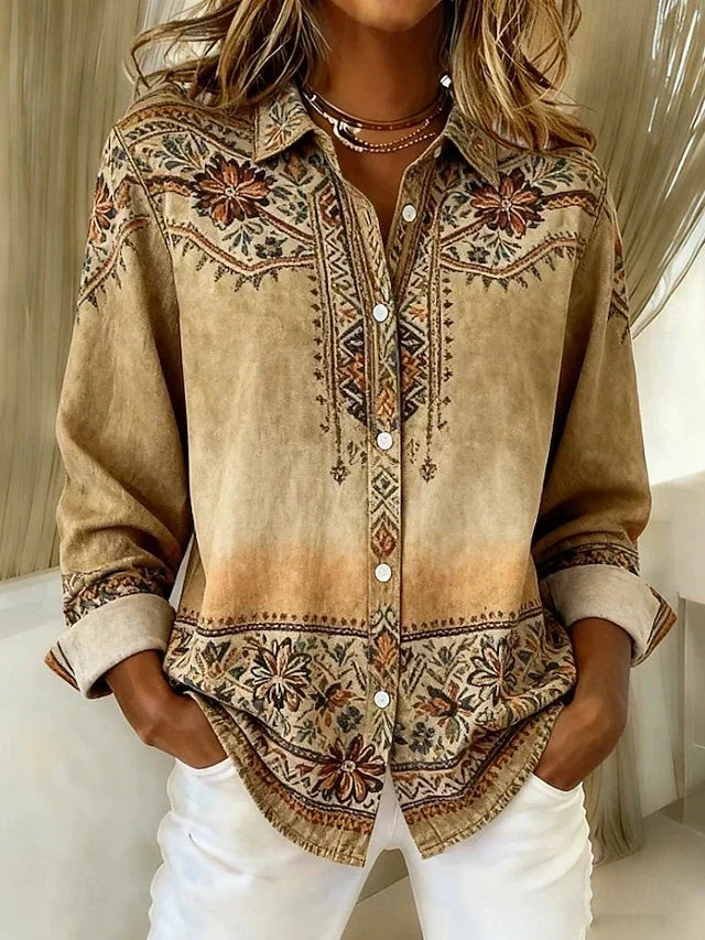 Bryony | Vintage Floral Button-Front Blouse